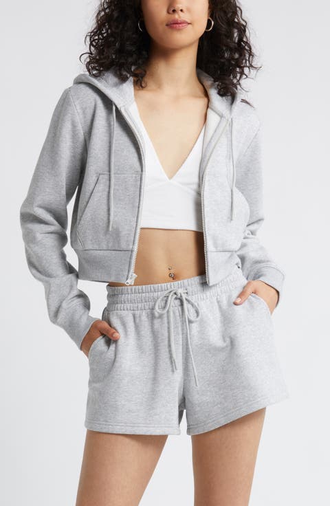 Crop Zip Fleece Hoodie