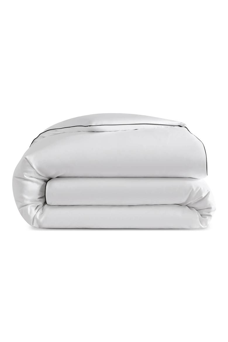 Contrast Piping Duvet Cover, Main, color, WHITE / BLACK