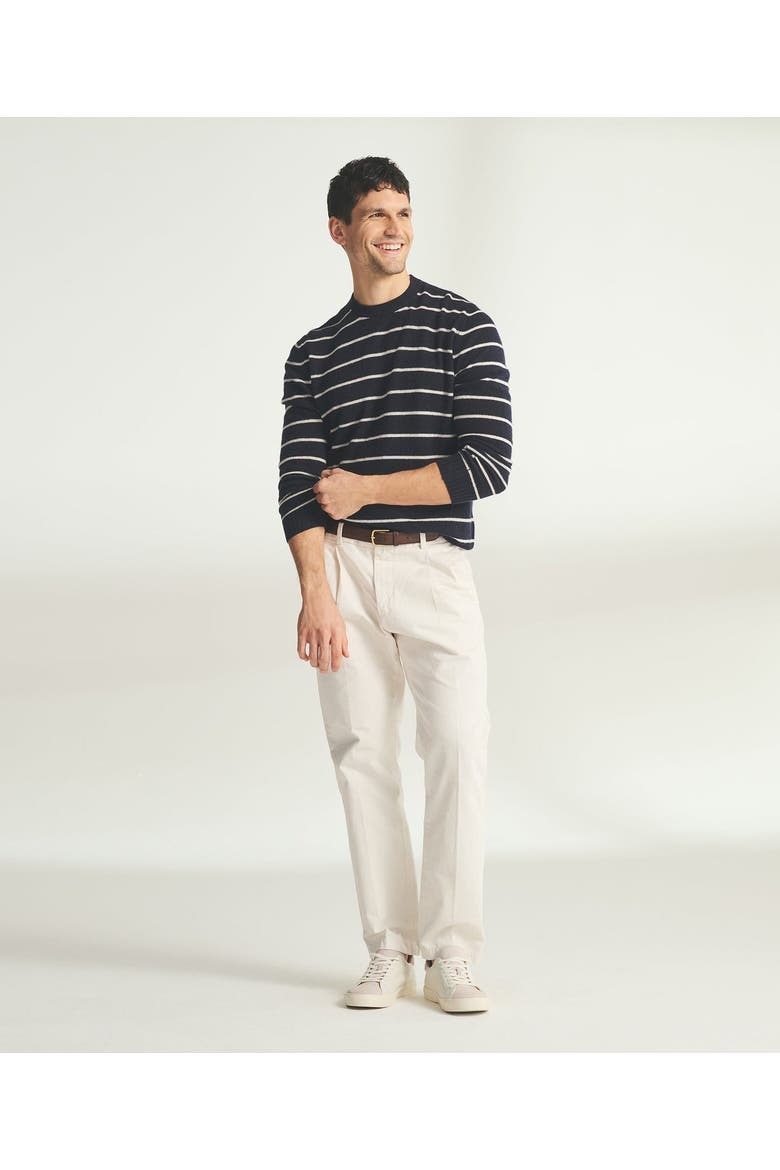 Lightweight Cashmere Striped Crewneck, Alternate, color, Navy Combo