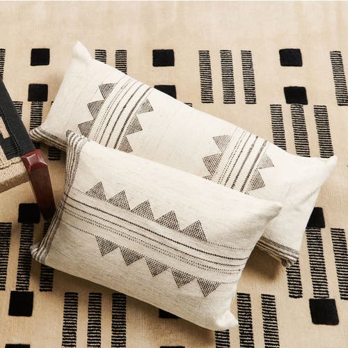 Studio Variously Kora White And Black Handloom Large Lumbar Pillow In White
