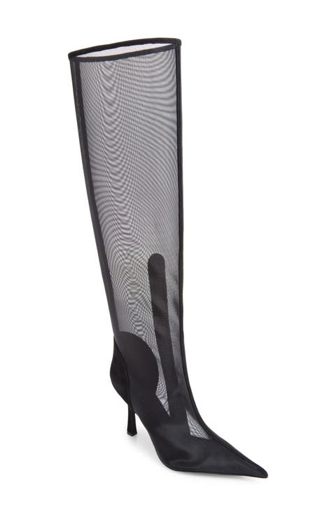 Peepshow Pointed Toe Knee High Boot