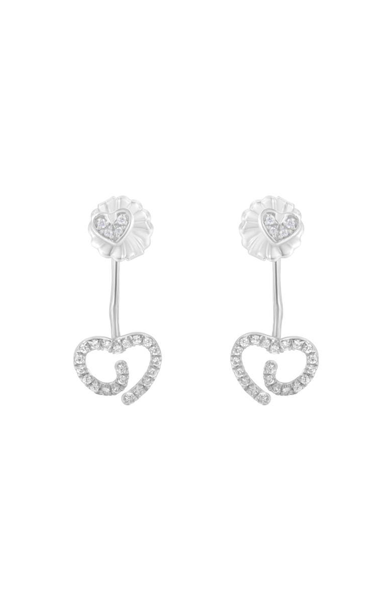 Haus of Brilliance Silver 1/4 Ct Diamond Swirl Heart Front/Back Earrings, Alternate, color, White