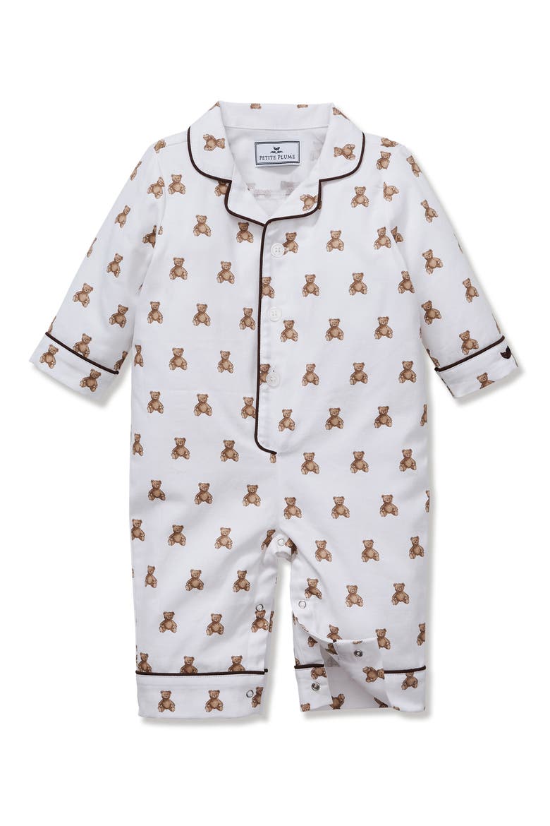 Teddy Tales Classic Romper, Main, color, BROWN