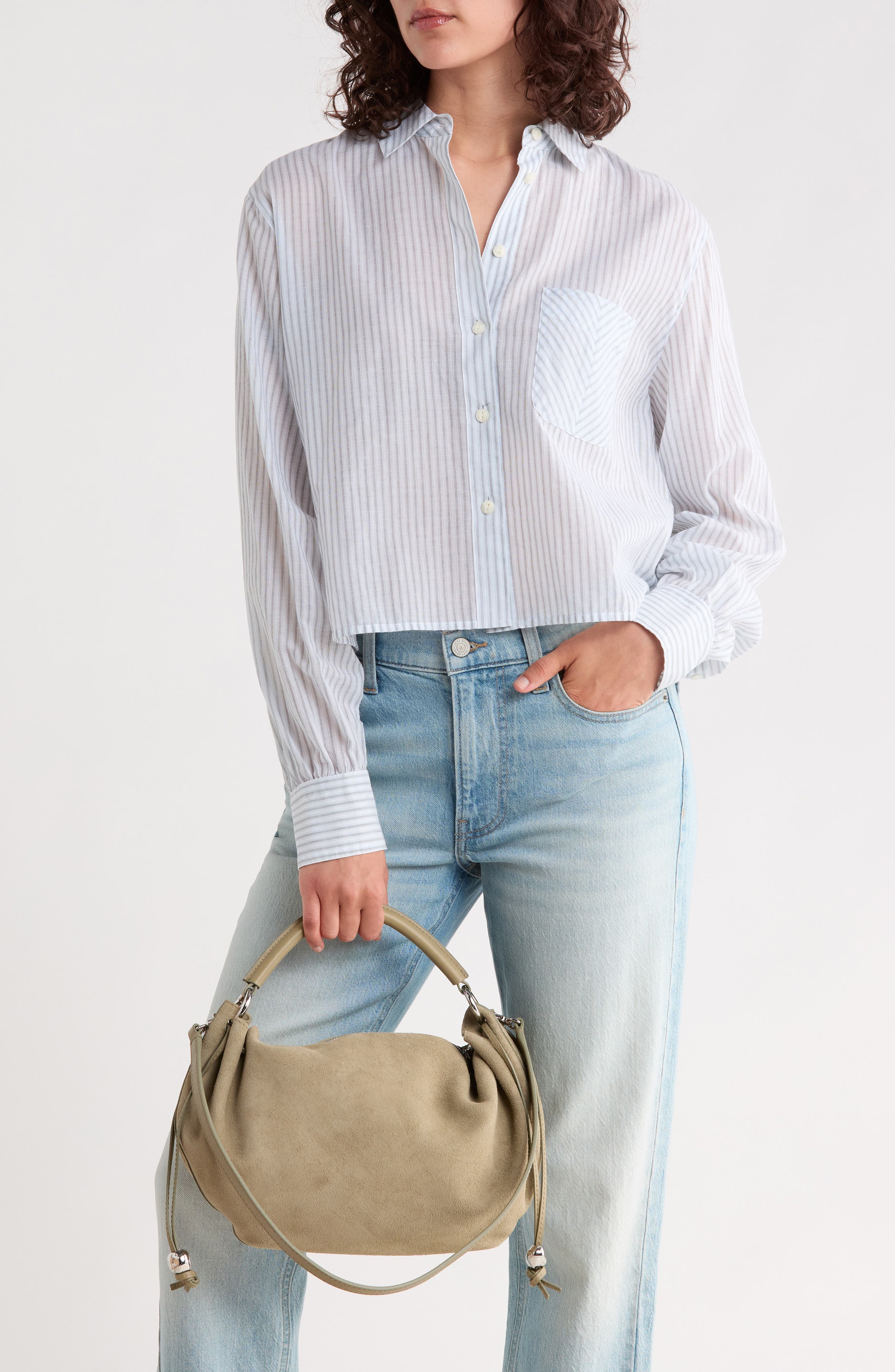 The Camren Gathered Suede Shoulder Bag, Alternate, color, PALE FATIGUE
