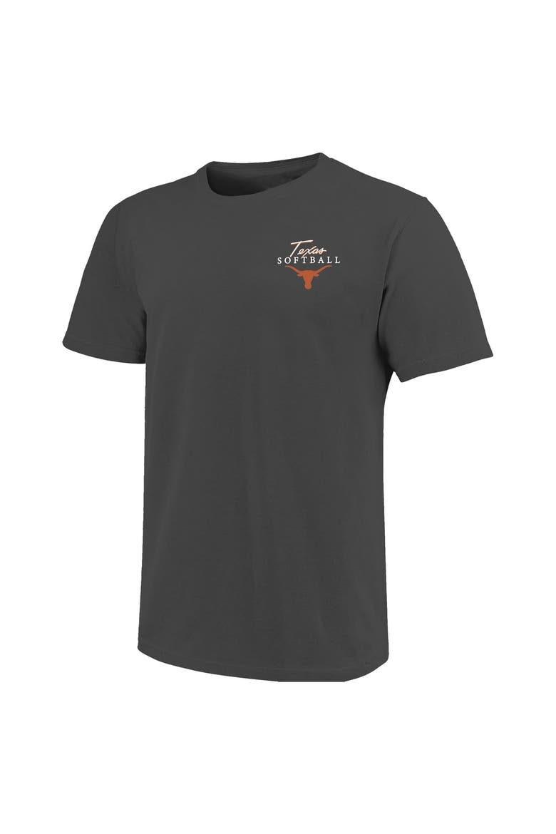 Women's Image One  Charcoal Texas Longhorns Comfort Colors Softball Bow T-Shirt, Alternate, color, Charcoal