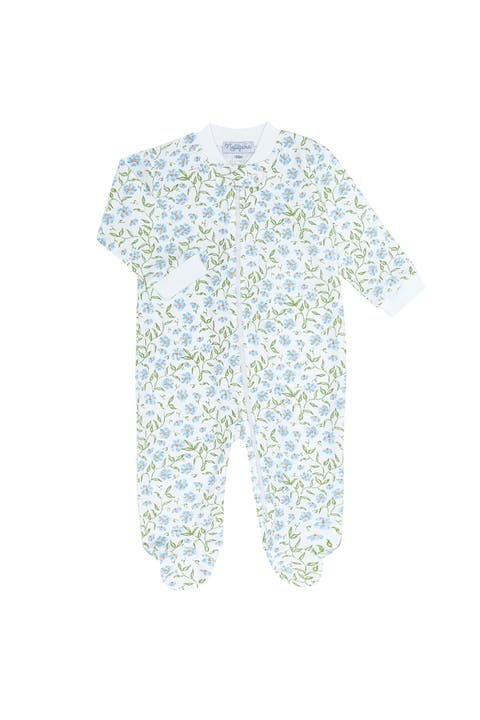 Blue Vines Print Zipper Footie - Baby