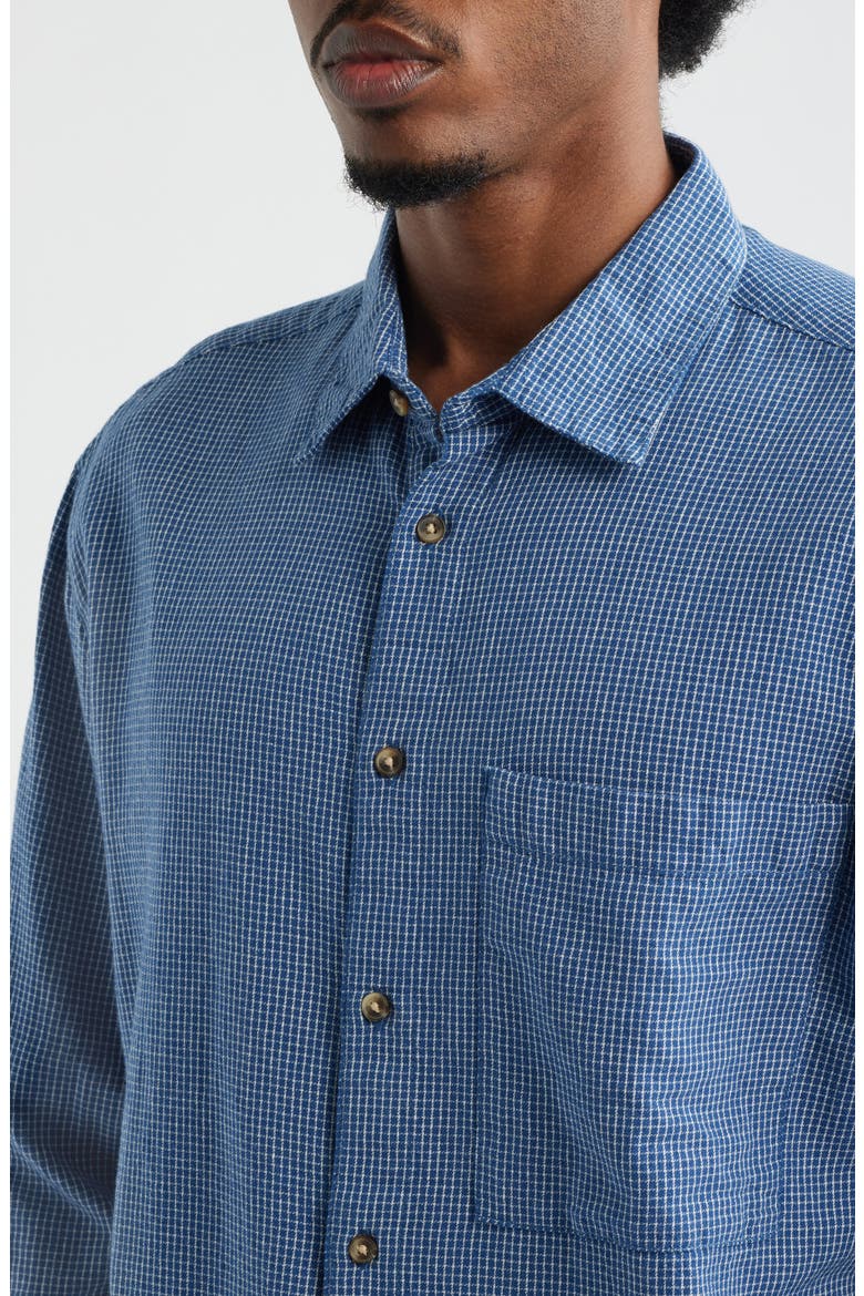 Check Relaxed Fit Cotton Flannel Button-Up Shirt, Alternate, color, BLUE
