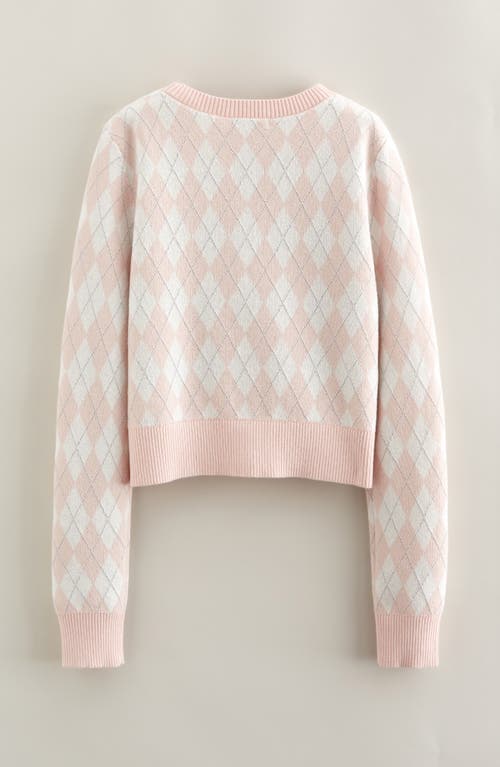 Nordstrom Kids' Sparkle Argyle Knit Cardigan In Pink
