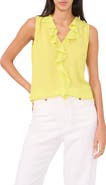 Vince Camuto Ruffle Neck Sleeveless Georgette Blouse