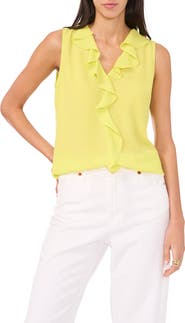 Vince Camuto Ruffle Neck Sleeveless Georgette Blouse