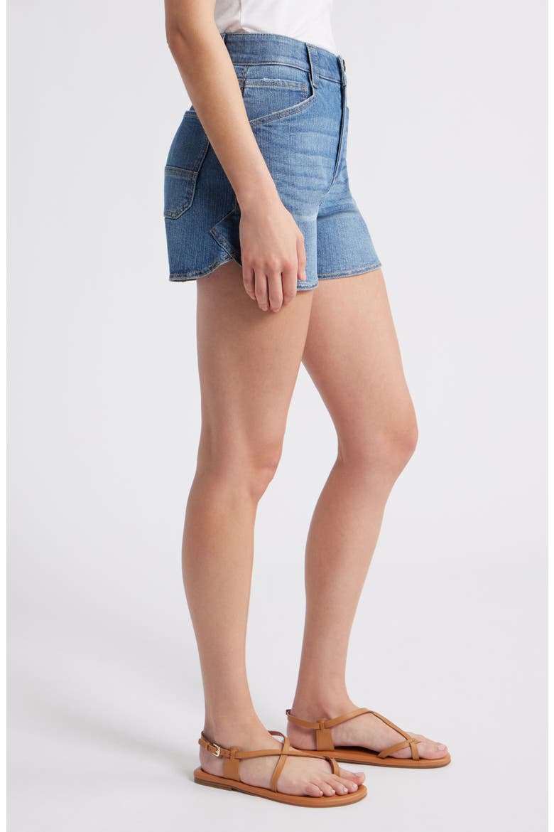 Skyrise Dolphin Hem Denim Shorts, Alternate, color, MID BLUE ARTISANAL