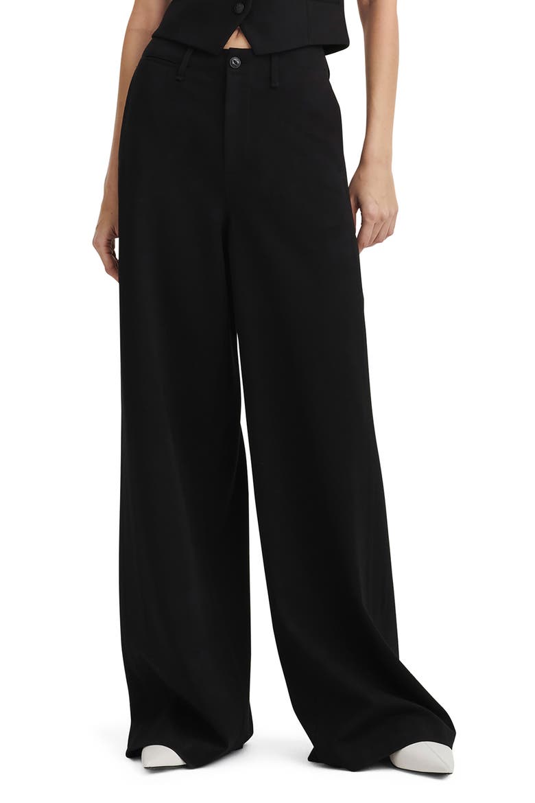 Sofie High Waist Ponté Wide Leg Pants, Main, color, BLACK