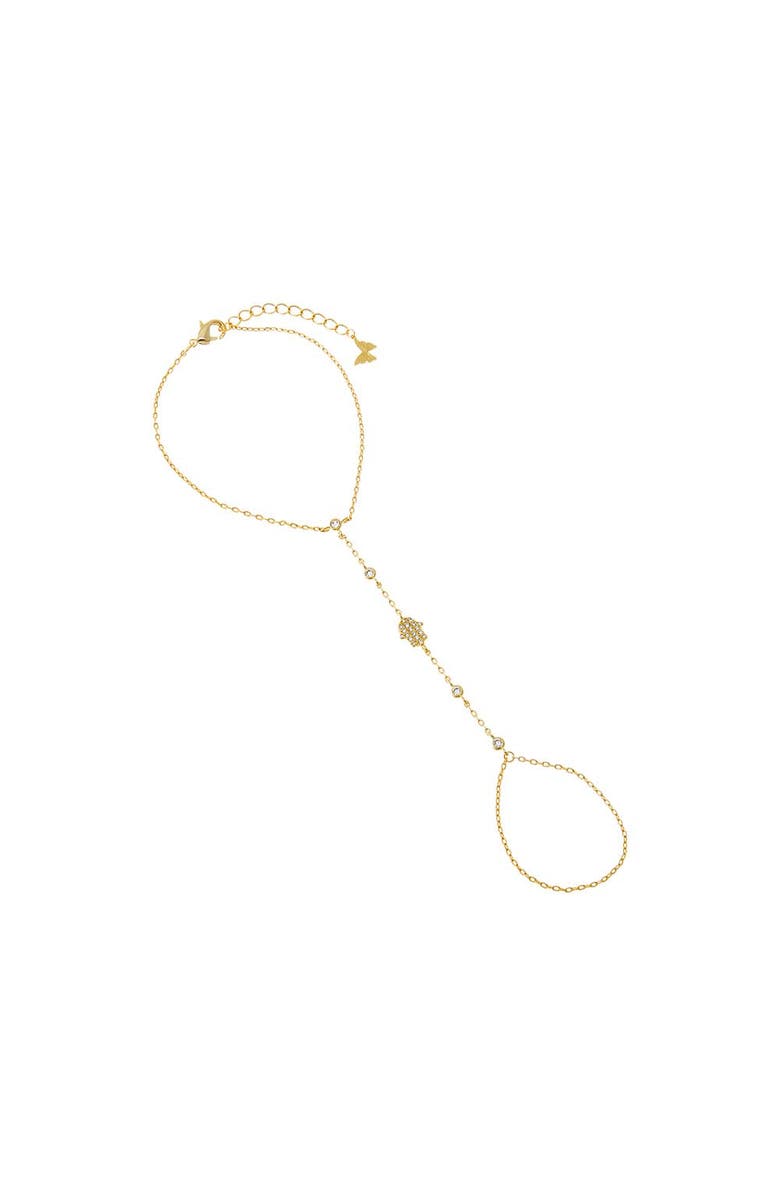 BY ADINA EDEN CZ Bezel Hamsa Hand Chain, Main, color, Gold