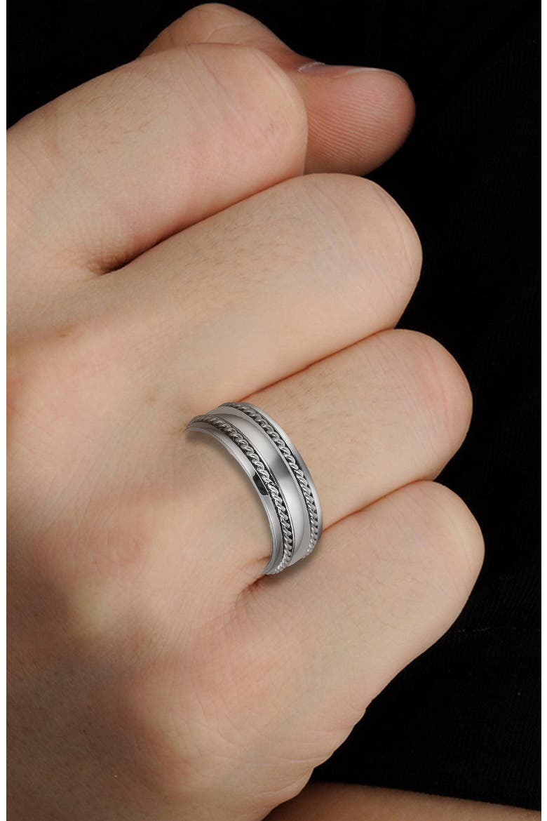 Men's Twisted Band Ring, Alternate, color, SILVER