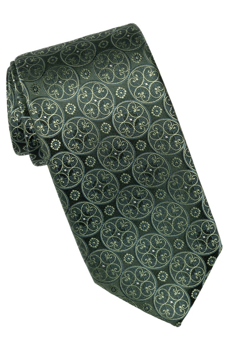 Elizabetta Palladio - Extra Long Silk Jacquard Tie for Men, Main, color, Forest Green