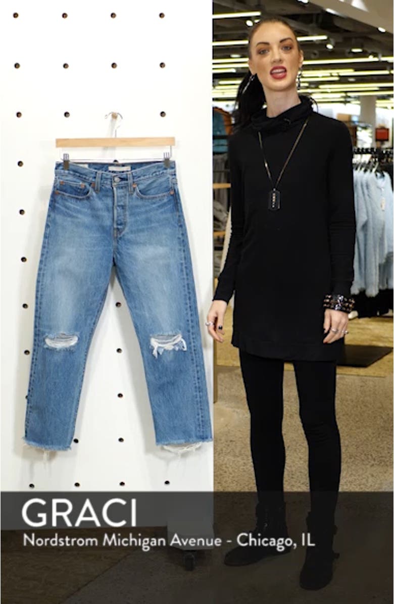 Wedgie High Waist Ripped Crop Straight Leg Jeans, sales video thumbnail