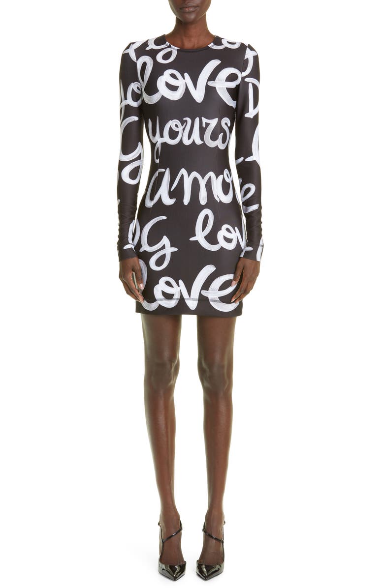 Dolce&Gabbana Love Yourself Stretch Jersey Minidress, Main, color, 