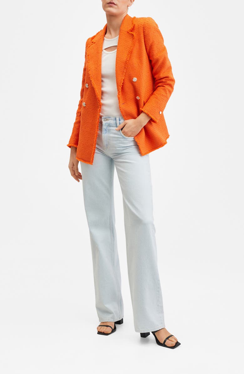 MANGO Double Breasted Tweed Blazer, Alternate, color, 