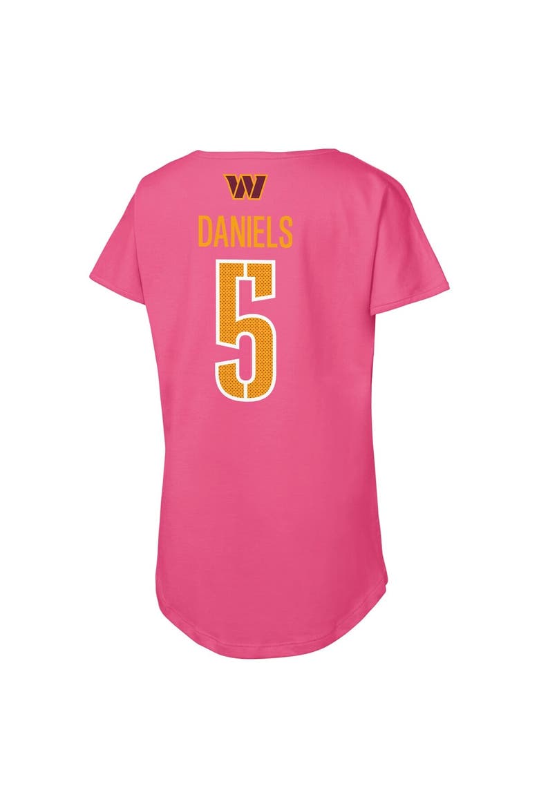 Girls Youth Outerstuff Jayden Daniels Pink Washington Commanders Player Name & Number T-Shirt, Alternate, color, Pink