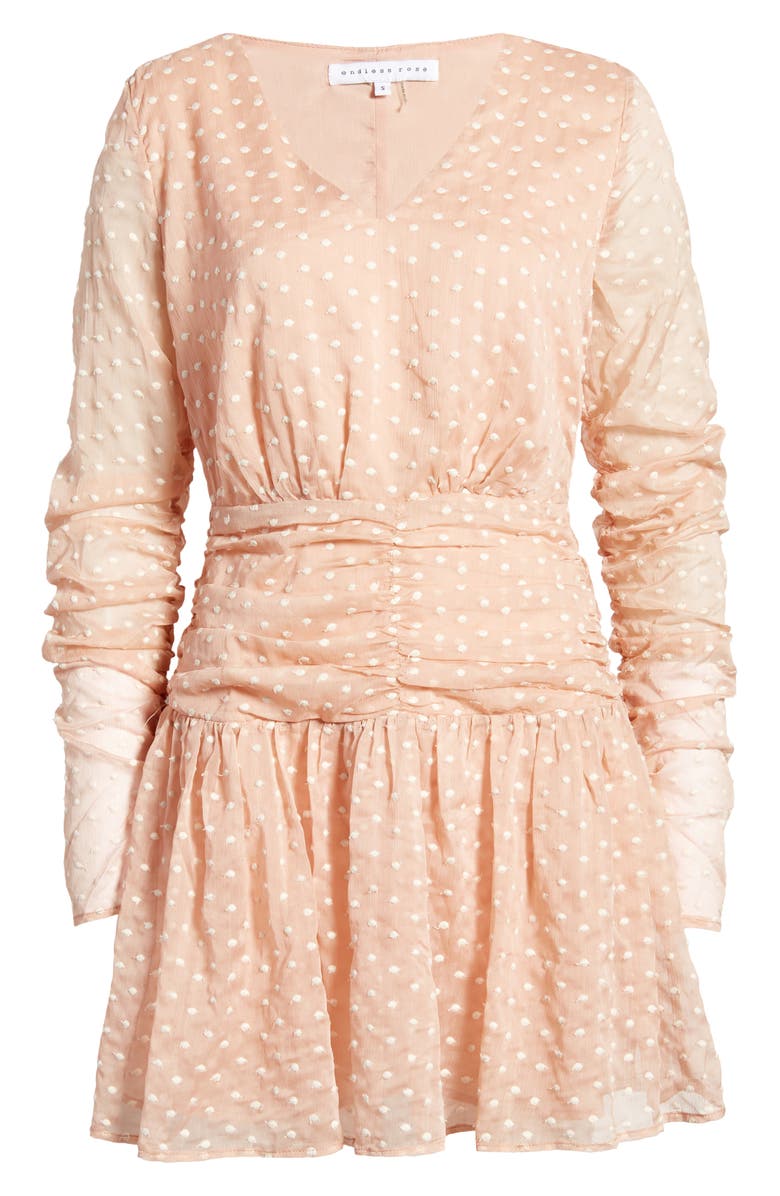 Endless Rose Polka Dot Long Sleeve Mesh Dress, Alternate, color, 