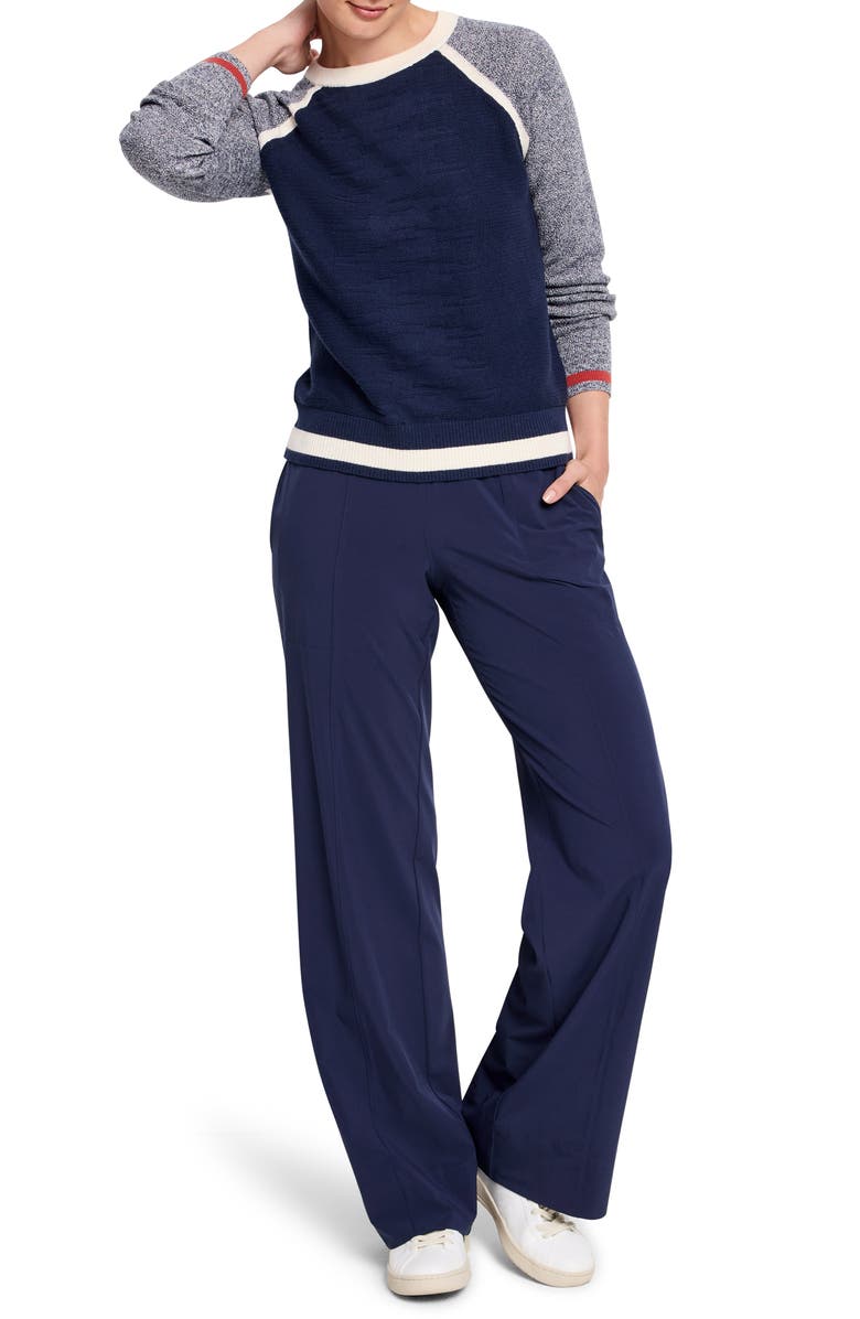 NZ ACTIVE by NIC+ZOE Colorblock Mixed Stitch Cotton Blend Crewneck Sweater, Alternate, color, 