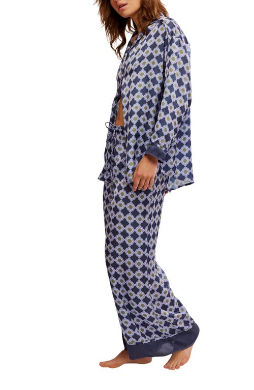 Shop Free People Dreamy Days Print Pajamas In Navy Combo