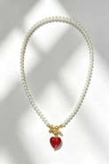 Classicharms Valentina Murano Glass Heart Pendant Pearl Necklace