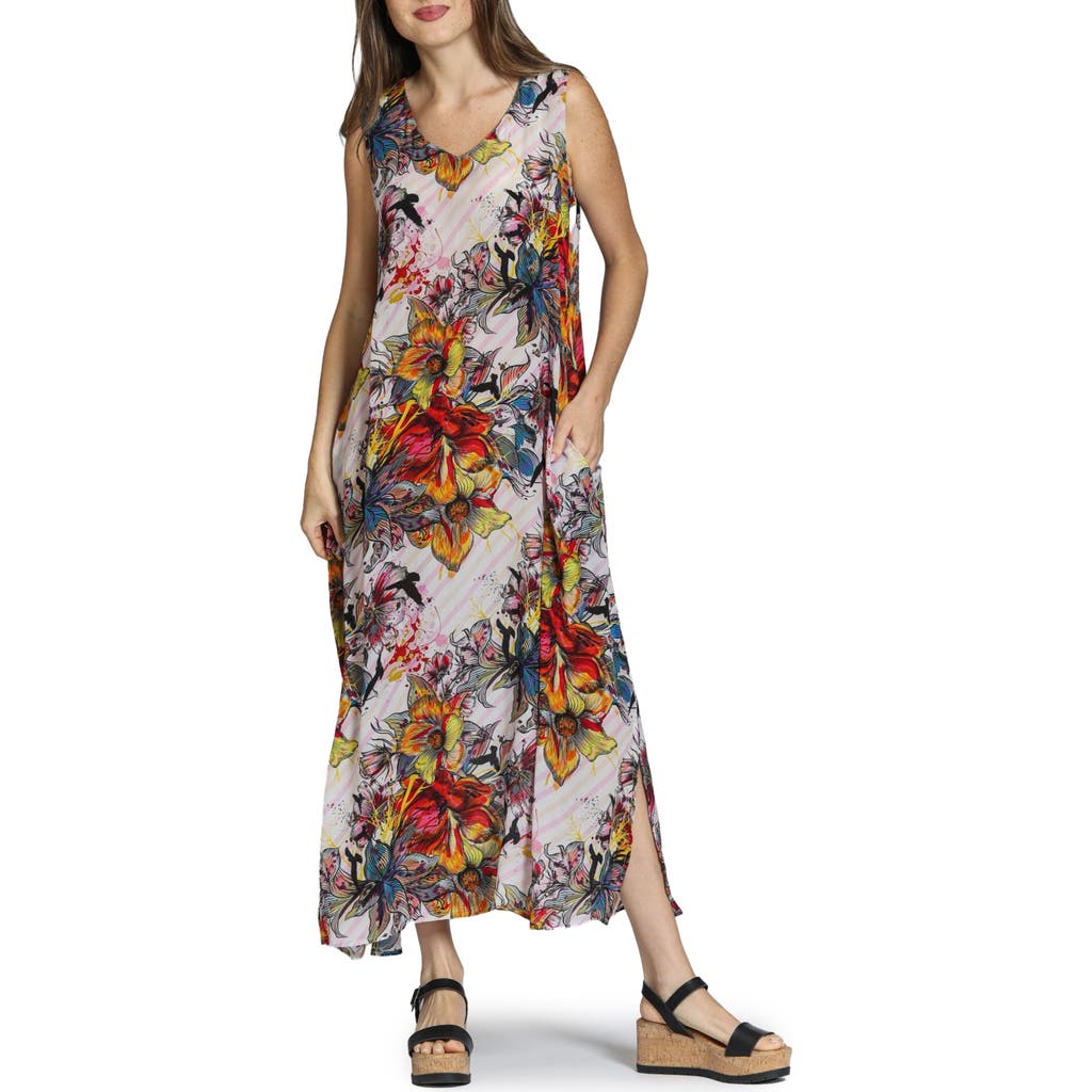 Apny Sleeveless Maxi Dress In Yellow/red Multi