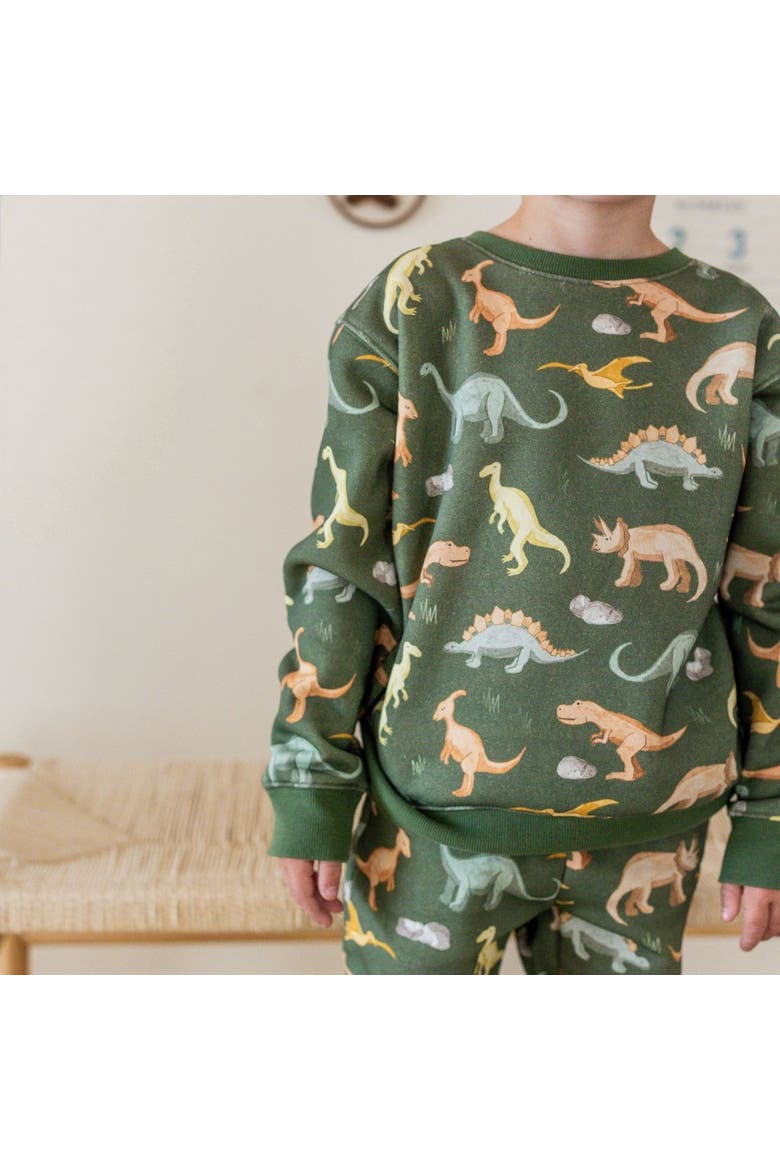 Dinosaurs Rock Sweatshirt, Alternate, color, Olive Green