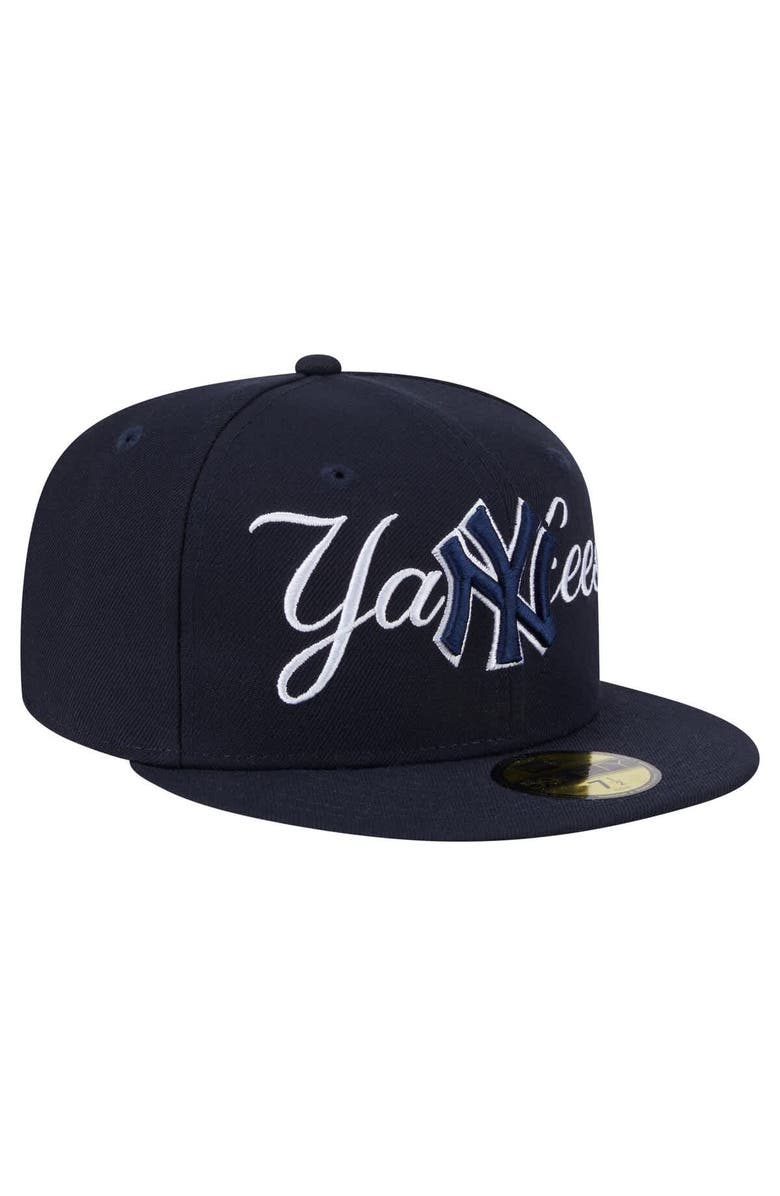 New Era Men's New Era Navy New York Yankees Overlap 59FIFTY Fitted Hat, Alternate, color, Navy