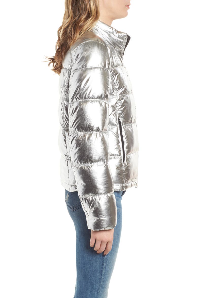 Metallic Puffer Jacket, Alternate, color, SILVER