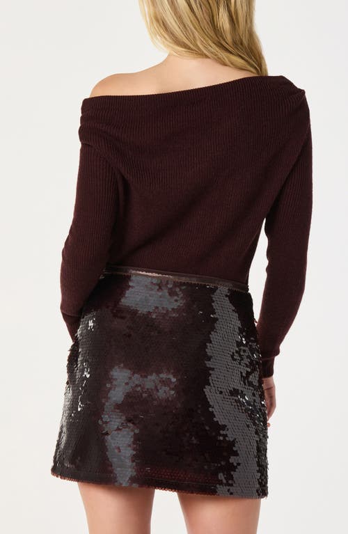 Astr The Label One-shoulder Rib Sweater In Brown
