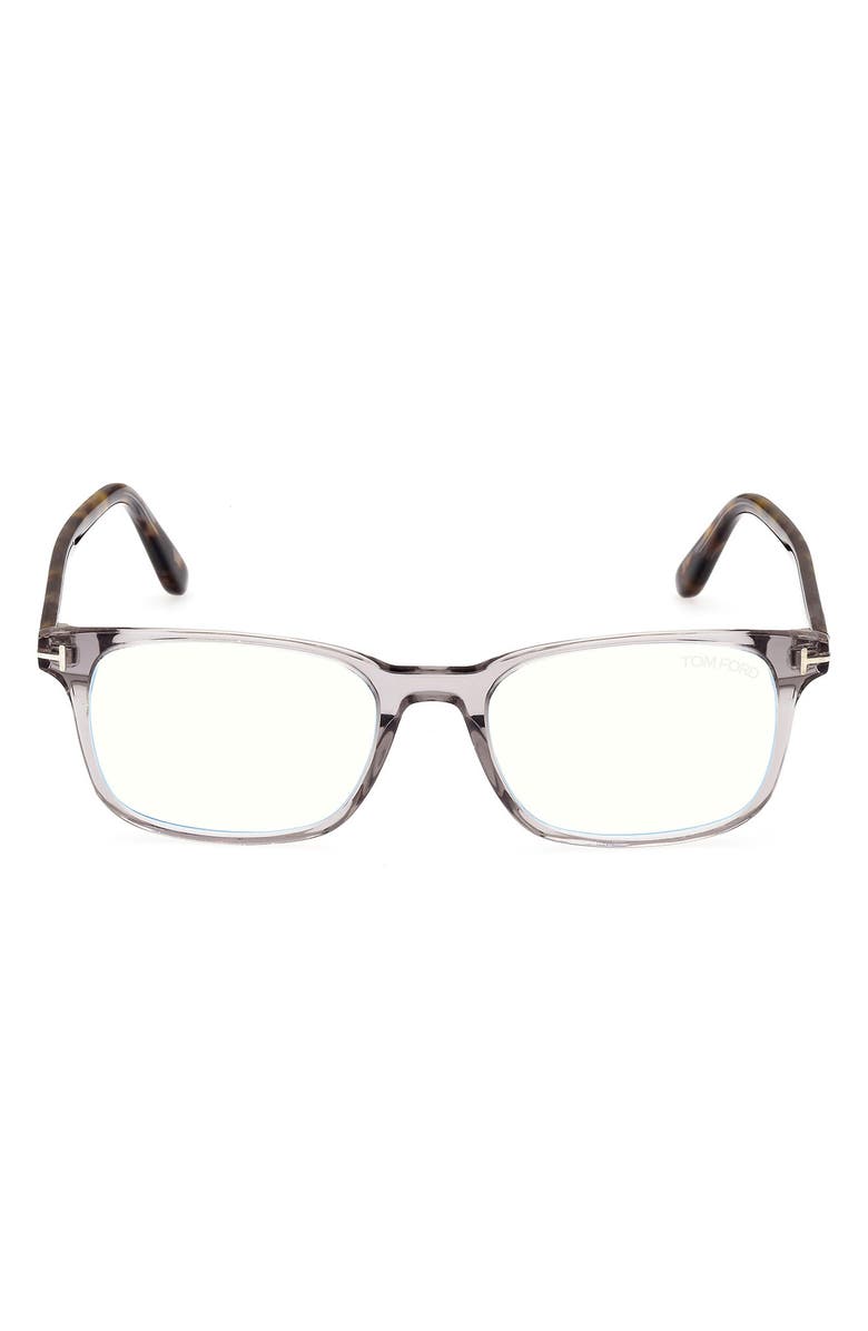TOM FORD 51mm Square Blue Light Blocking Reading Glasses, Main, color, Grey/ Other