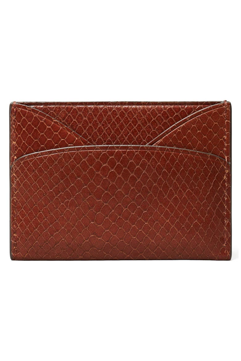 Romy Snake Embossed Leather Card Case, Alternate, color, SWEET MAPLE