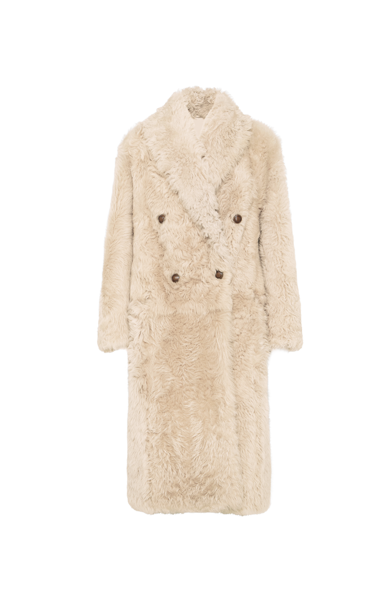 Brunello Cucinelli Soft shearling coat, Main, color, Beige