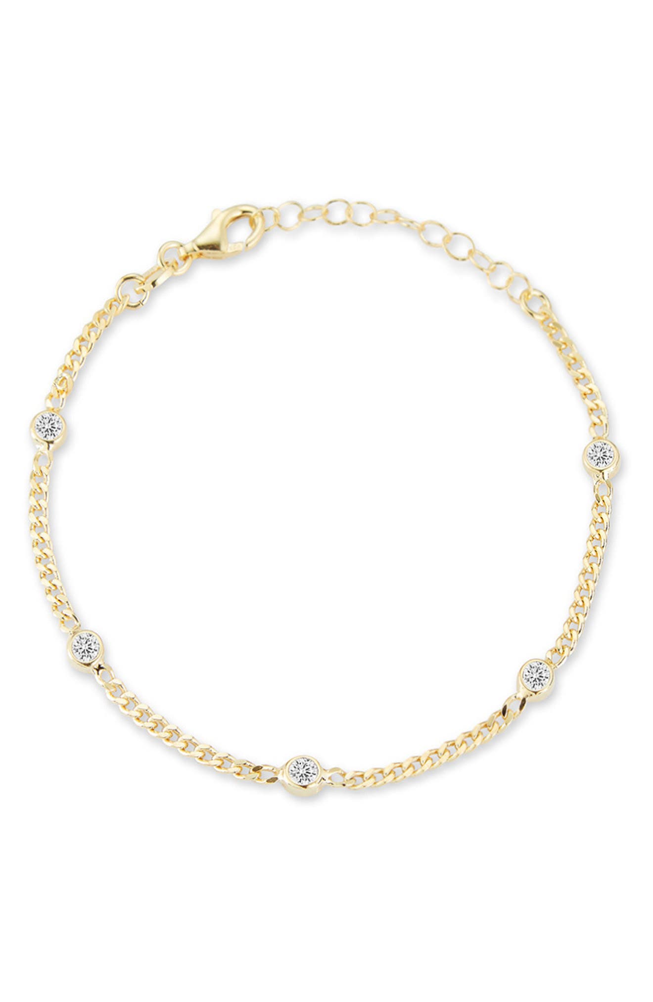 GLAZE JEWELRY Cubic Zirconia Station Curb Chain Bracelet