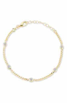 GLAZE JEWELRY Cubic Zirconia Station Curb Chain Bracelet