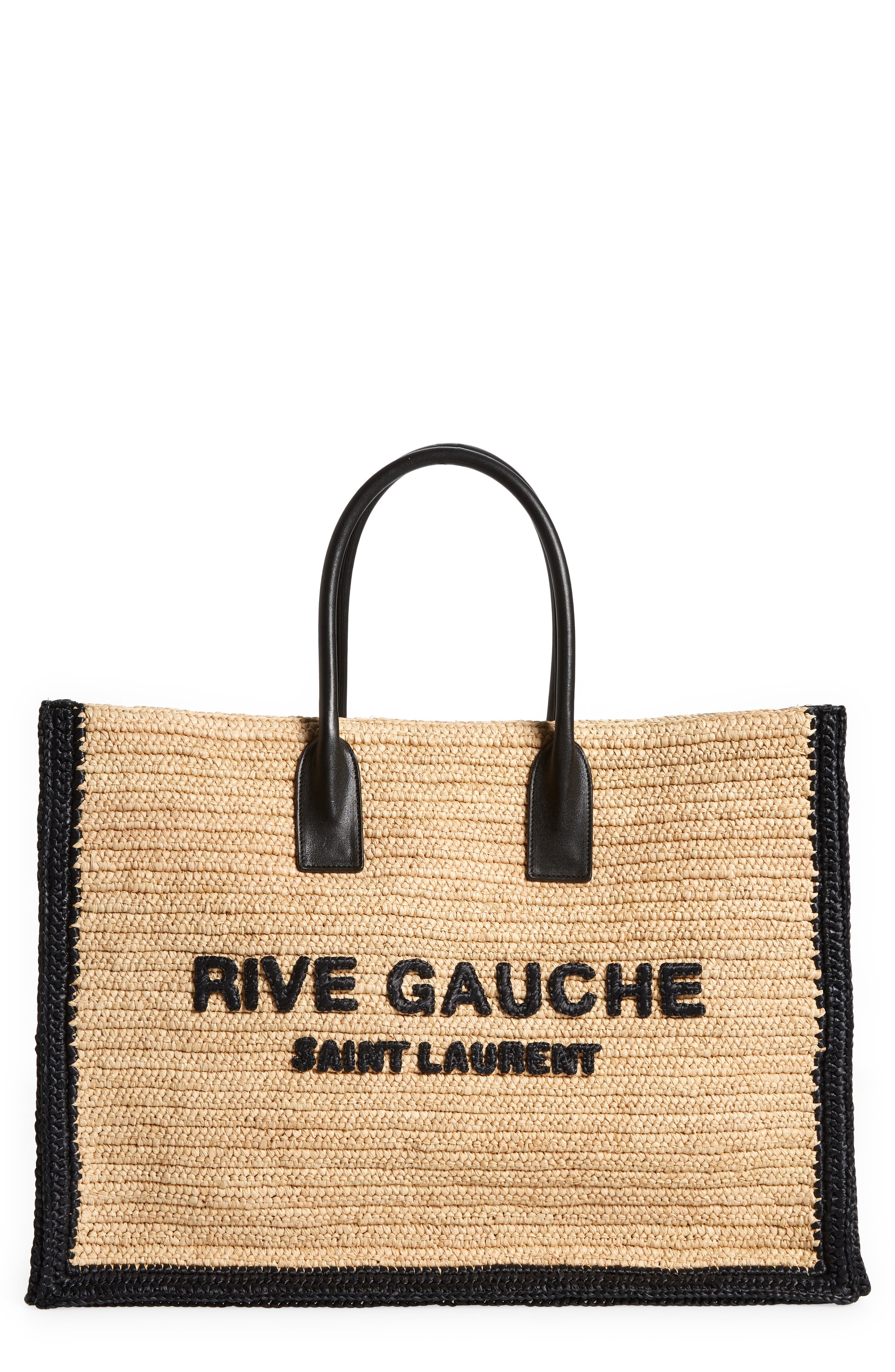 Saint Laurent Large Rive Gauche Logo Woven Tote, Main, color, 