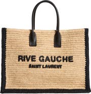 Saint Laurent Large Rive Gauche Logo Woven Tote
