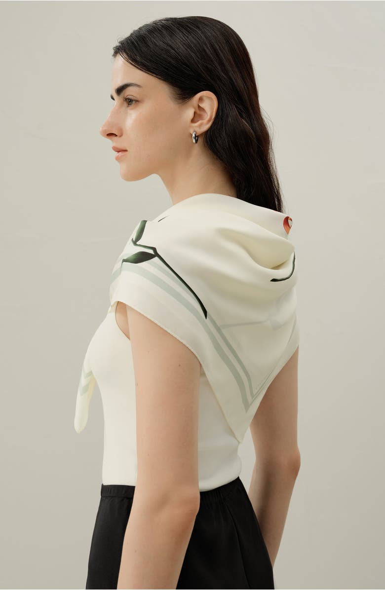 Lilysilk Lily Print Silk Scarf, Alternate, color, Lily White