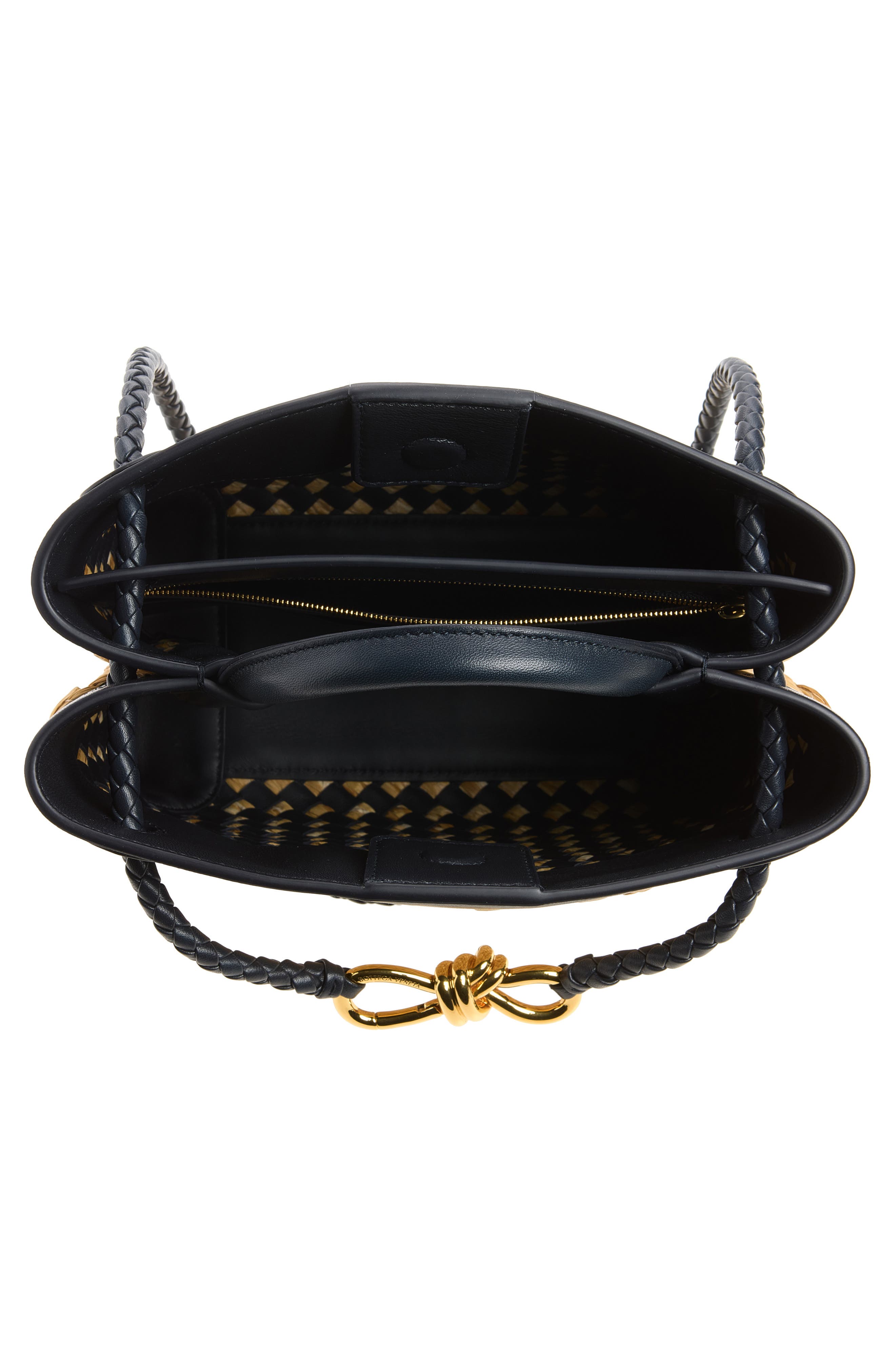 Small Andiamo Intrecciato Raffia Crossbody Bag, Alternate, color, 9968 NATURAL/ MIDN-M BRASS