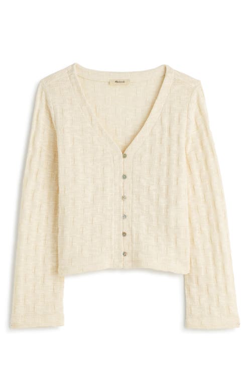 Shop Madewell Basket Weave Knit Bell-sleeve Button-up Shirt In Antique Cream