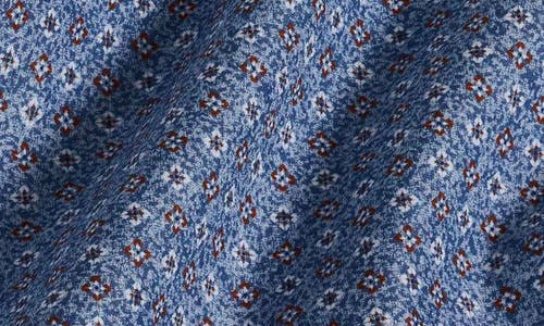 David Donahue Spread Collar Floral Pima Cotton Sport Shirt In Denim
