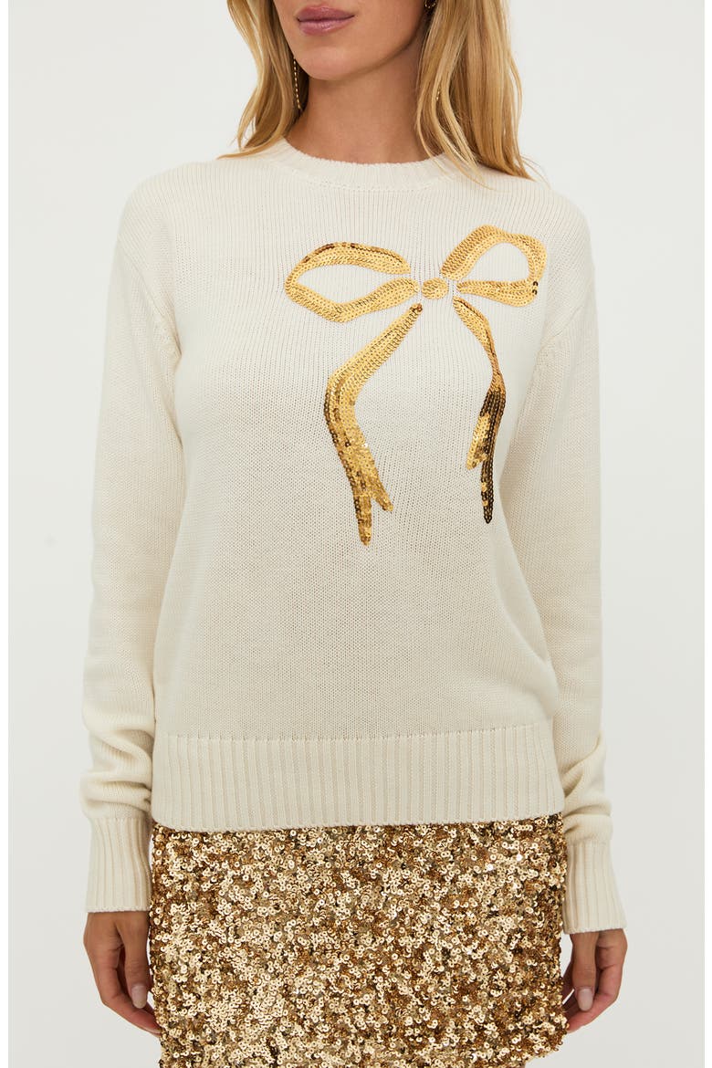 Jolene Sequin Crewneck Sweater, Alternate, color, CREAM