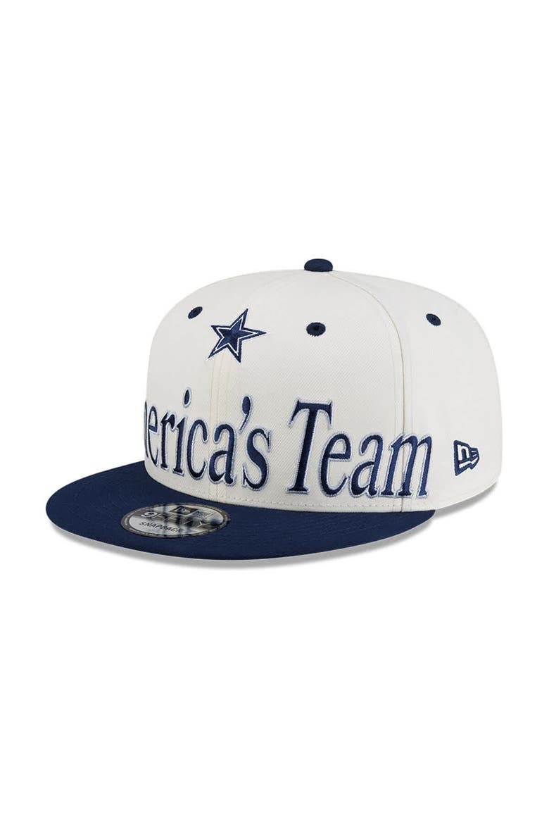 Men's New Era Cream Dallas Cowboys Oversized Slogan 9FIFTY Snapback Hat, Main, color, Cream