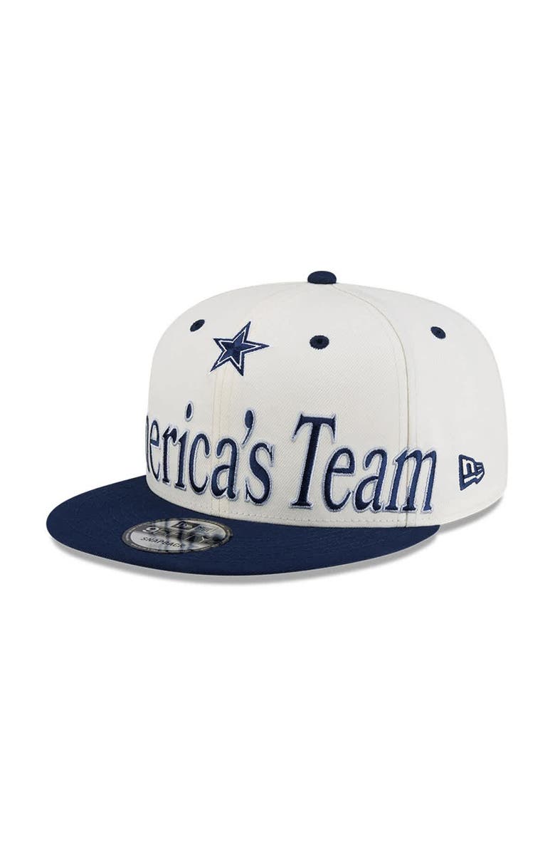 New Era Men's New Era Cream Dallas Cowboys Oversized Slogan 9FIFTY Snapback Hat, Main, color, Cream