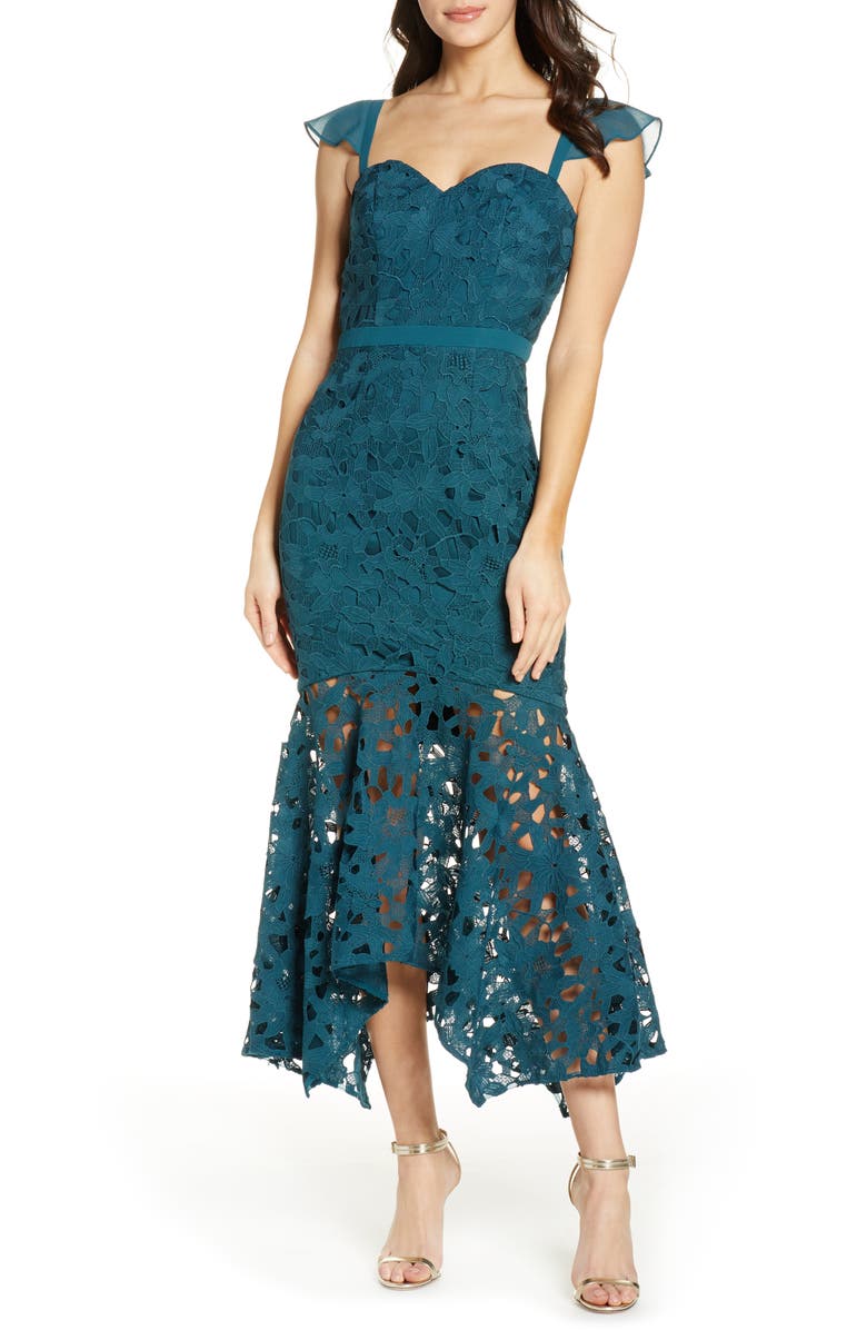 Chi Chi London Lupita Lace Mermaid Dress, Main, color, 