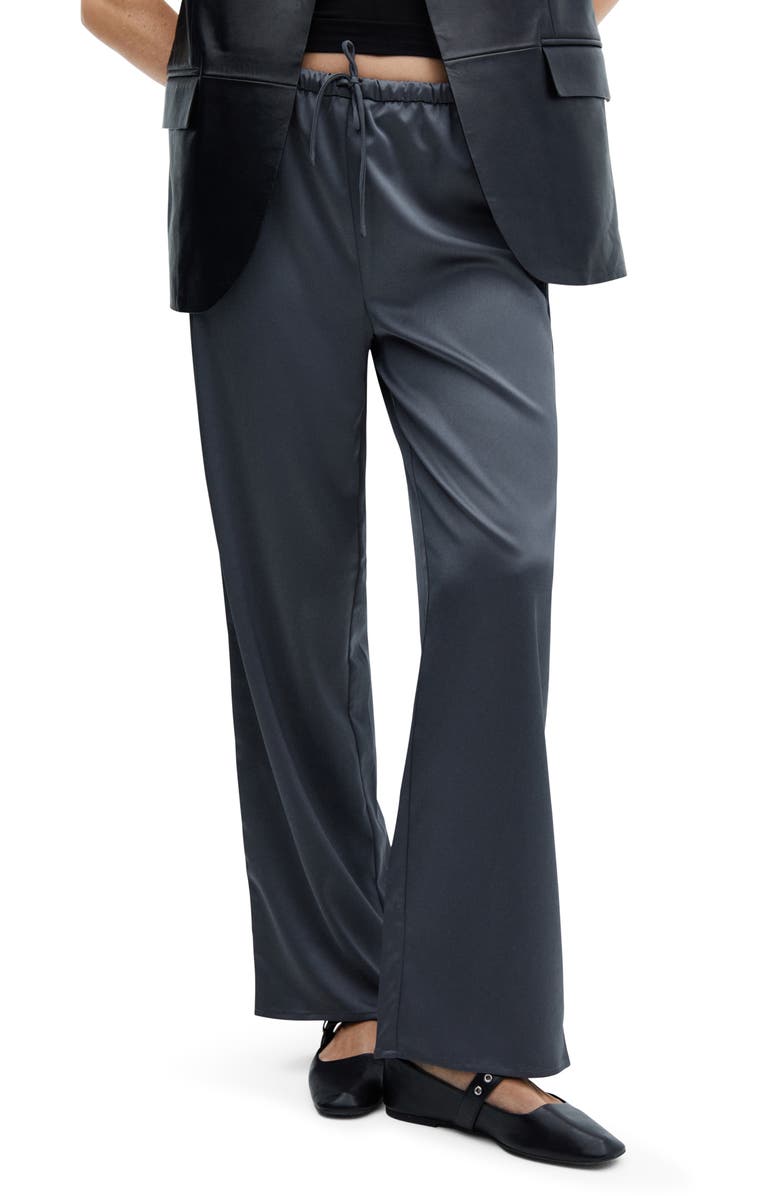 MANGO Satin Drawstring Pants, Main, color,