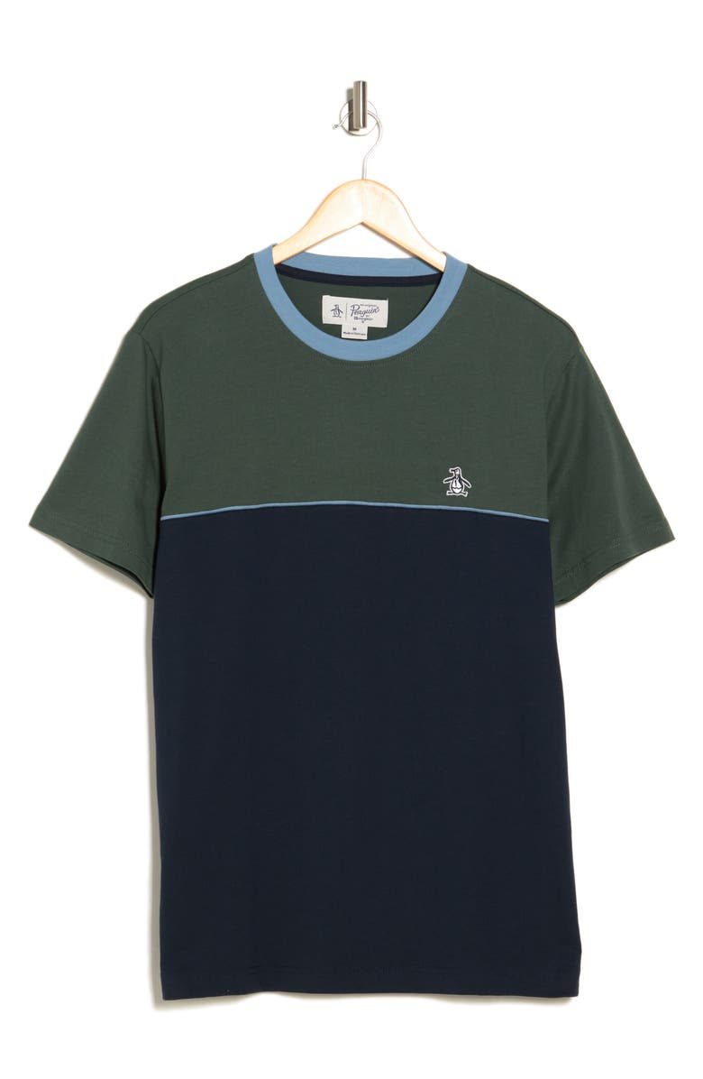 Original Penguin Colorblock Crew T-Shirt, Alternate, color, Deep Forest