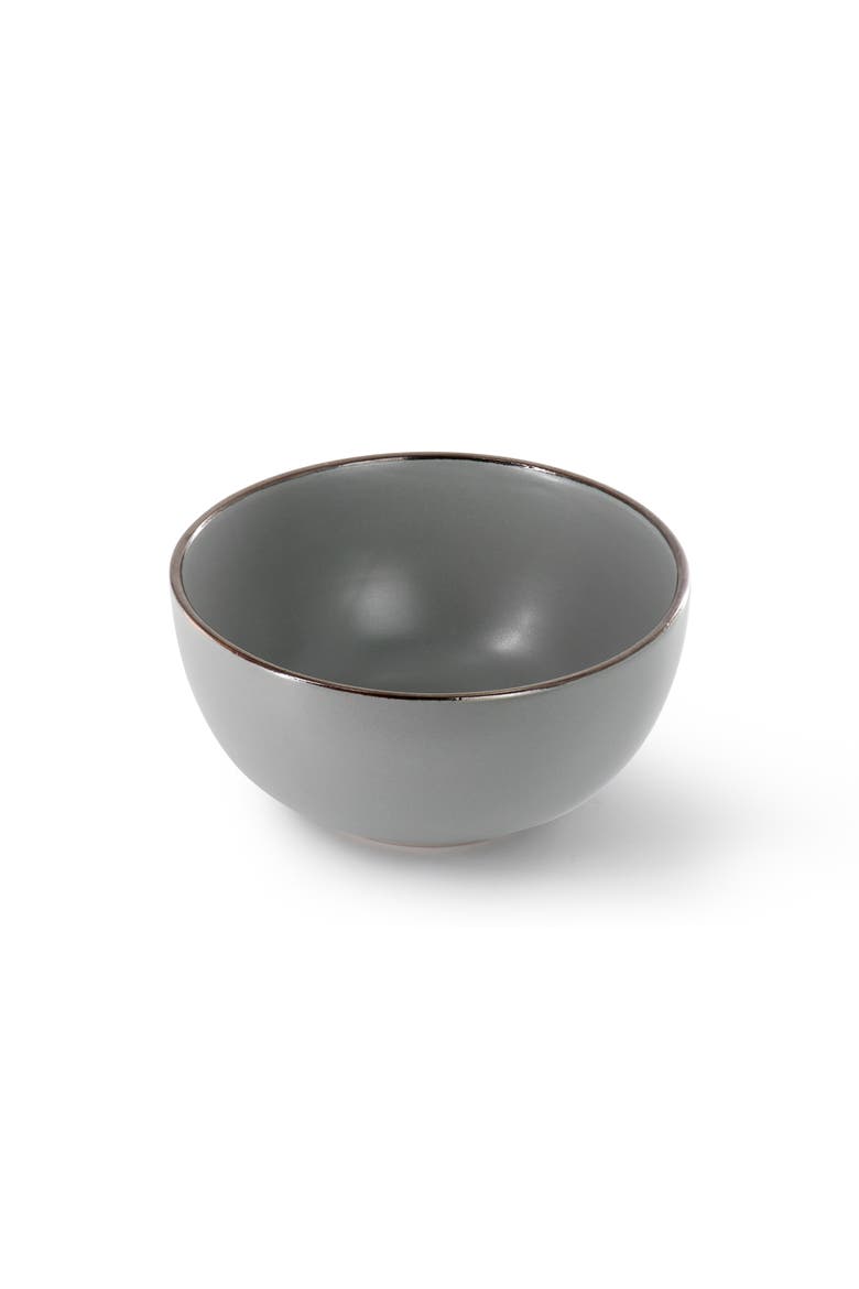 Rockaway 16 Piece Stoneware Gold Rimmed Dinnerware Set, Alternate, color, Grey